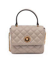 Taupe Quilted Leather Handbag