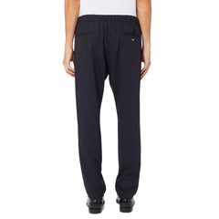 Blue Virgin Wool Casual Pants