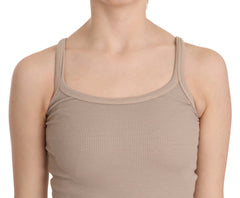 Brown Sleeveless Spaghetti Strap Top Blouse