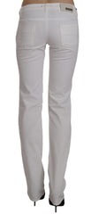 White Cotton Slim Fit Straight Jeans Pants