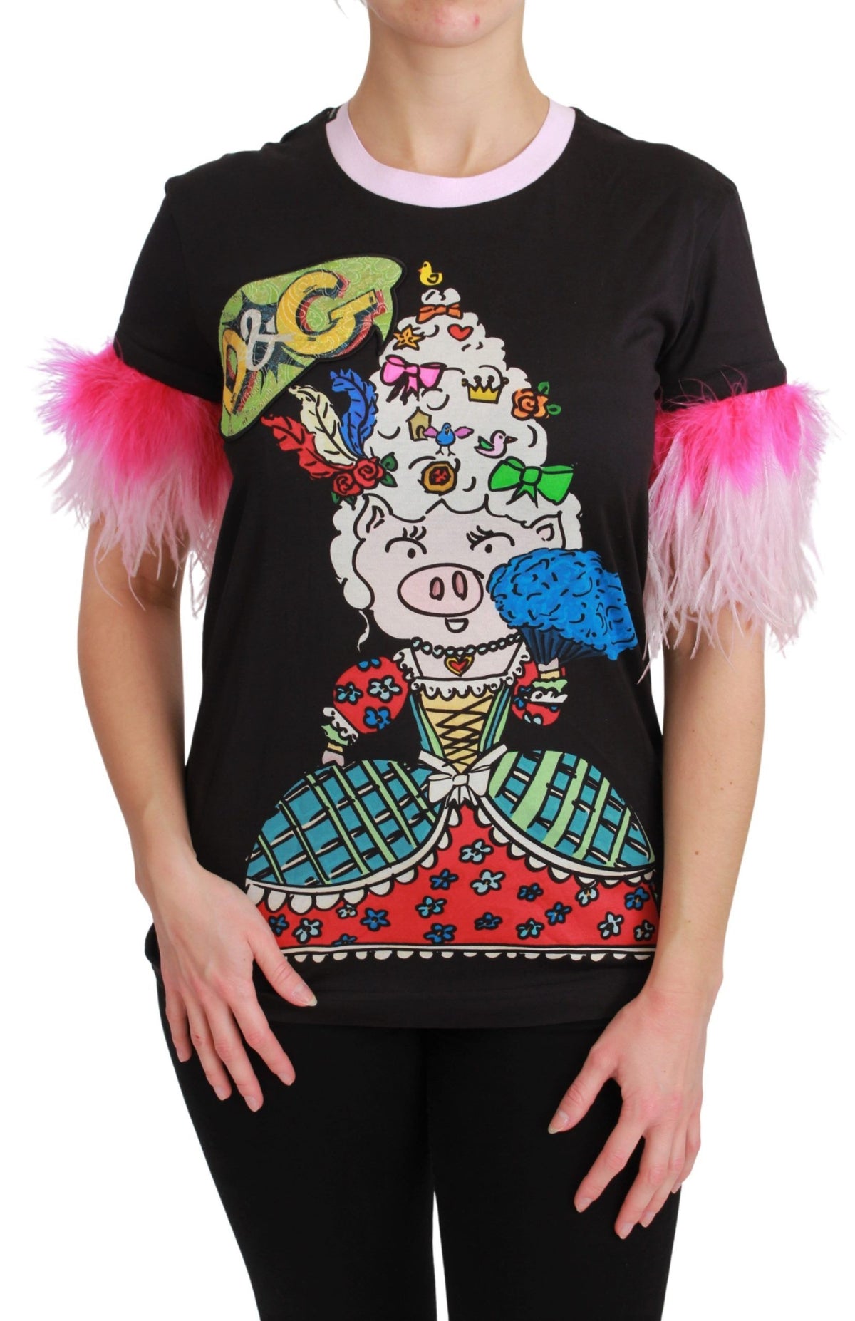 Black YEAR OF THE PIG Top Cotton T-Shirt