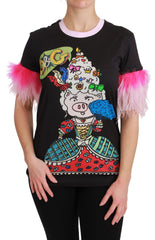 Black YEAR OF THE PIG Top Cotton T-Shirt