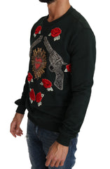 Green Crystal Heart Roses Gun Sweater