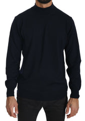 Dark Blue Crewneck Pullover 100% Wool Sweater