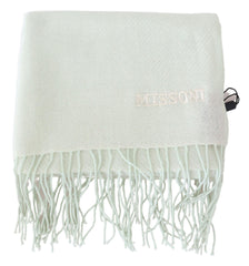Light Green Pattern Cashmere Unisex Wrap Fringes Scarf