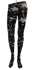 Black White Stars Print Nylon Stockings