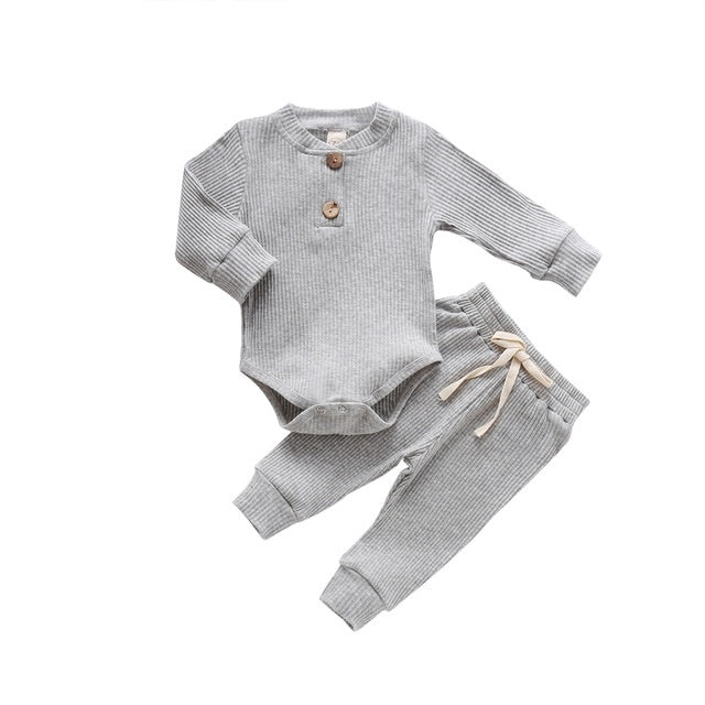 Infant Newborn Baby Girls Boys Spring Autumn Ribbed Solid
