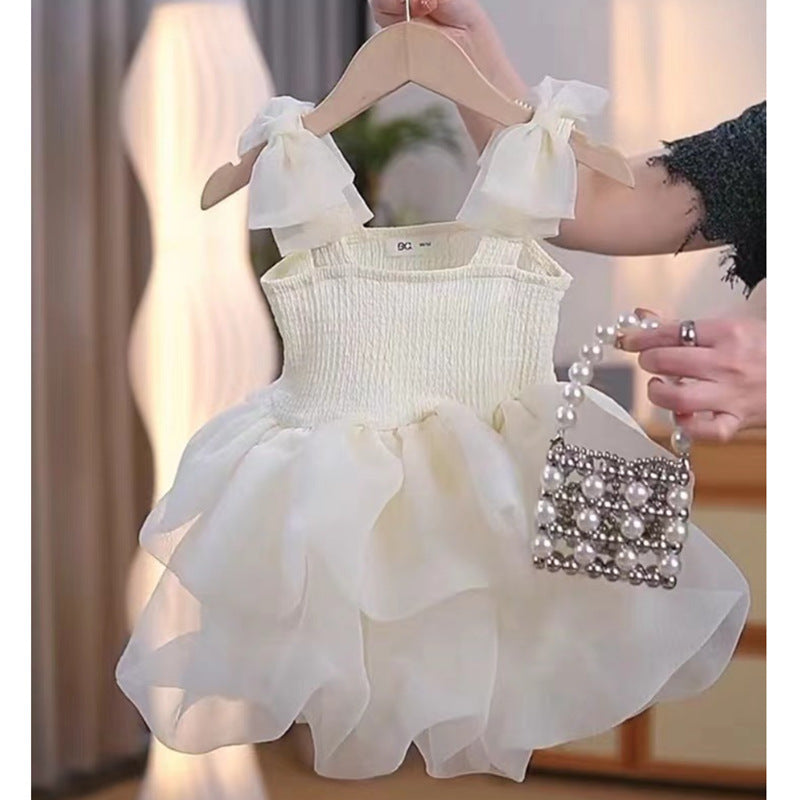 Summer Children Straps Pettiskirt Mesh Princess Dress