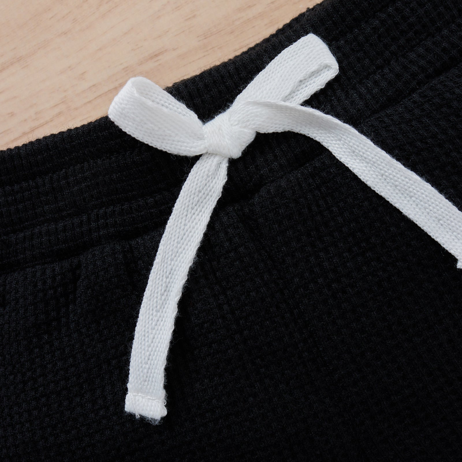 Cotton Waffle Stand Collar Romper Trousers Two-piece Set