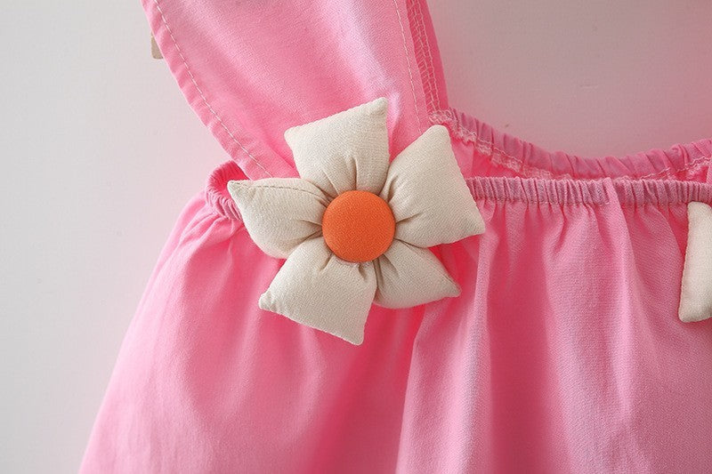 Solid Color Sling Dress Princess Skirt Free Soft Hat Children Dress