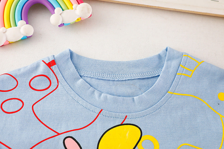 Casual Cute Sika Deer Printed Round Neck