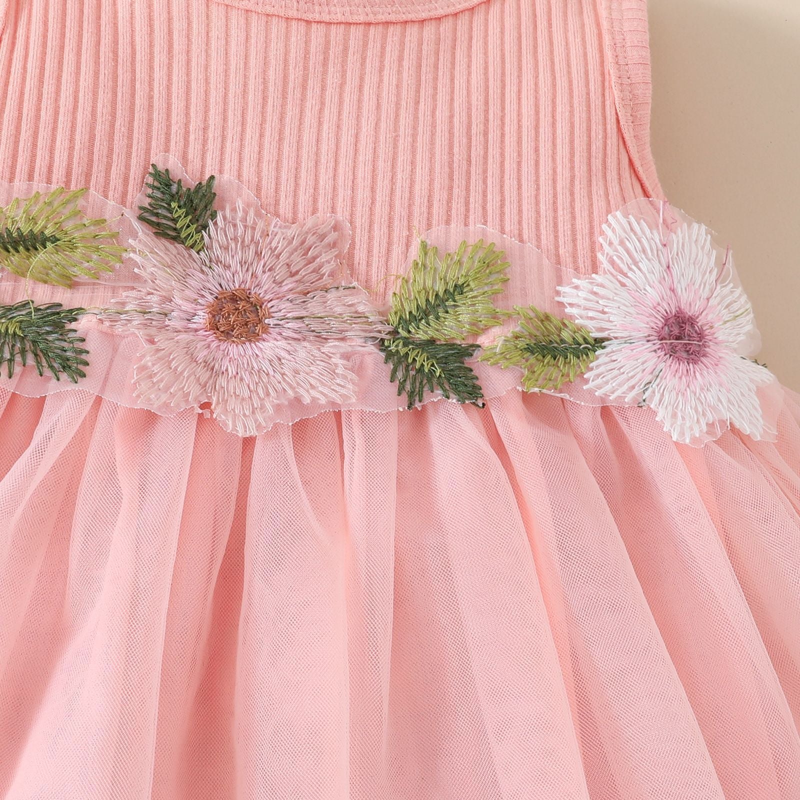 Girls' Sleeveless Short Top Mesh Dress