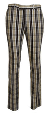 Multicolor Checkered Cotton Straight Fit Men Pants