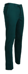 Green Straight Fit Men Formal Trousers Pants