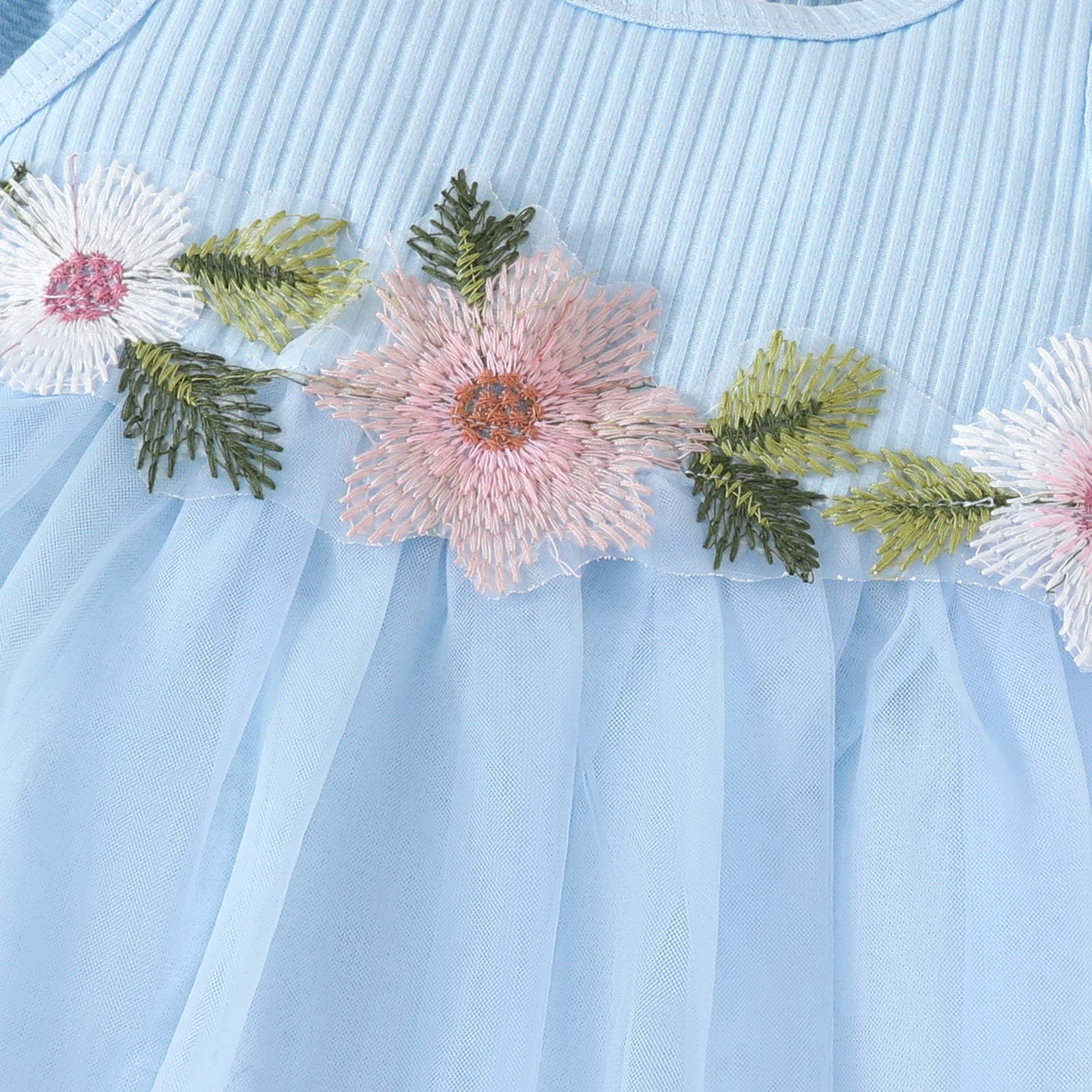 Girls' Sleeveless Short Top Mesh Dress