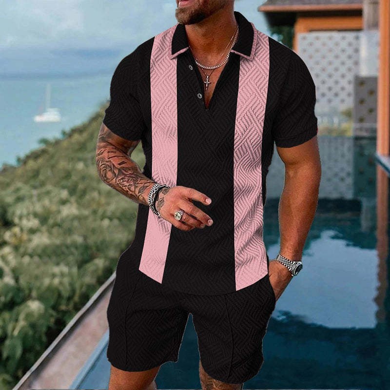 Fashion Casual Zipper Short Sleeve Suit