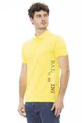 Yellow Cotton Men Polo Shirt