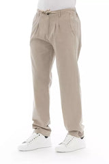 Beige Cotton Men Chino