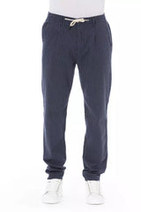 Blue Cotton Men Chino