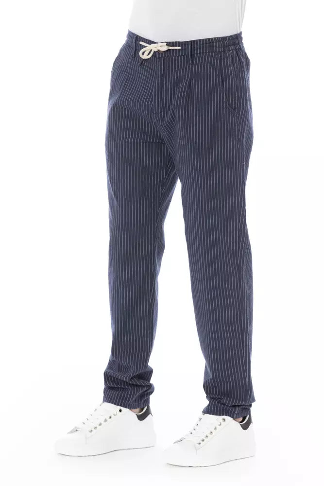 Blue Cotton Men Chino