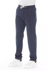 Blue Cotton Men Chino