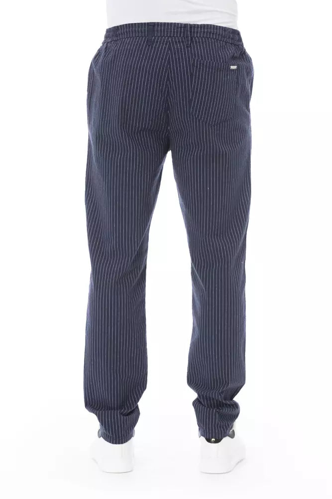 Blue Cotton Men Chino