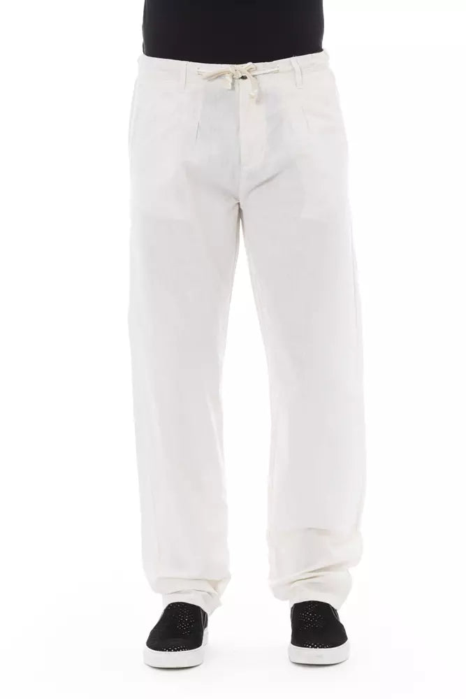 White Cotton Men Chino Trouser