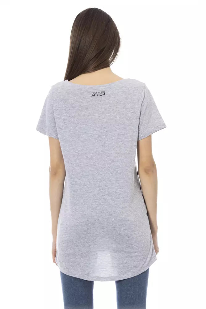 Gray Cotton Women T-Shirt