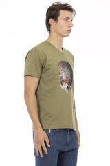 Green Cotton Mens T-Shirt