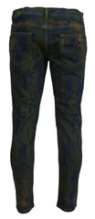 Blue Green Skinny Cotton Denim Jeans