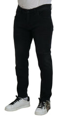 Black Angel Embroidery Skinny Denim Jeans