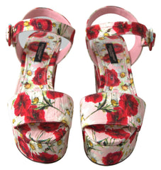 Multicolor floral print Wedges Floral Ankle Strap Sandals
