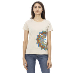 Beige Cotton Women T-Shirt