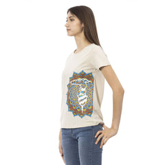 Beige Cotton Women T-Shirt