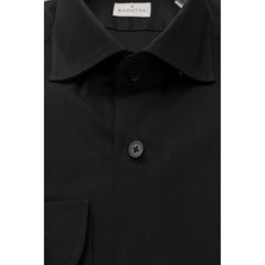 Black Cotton Men's Slim Shirt