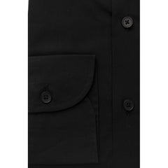 Black Cotton Men's Slim Shirt
