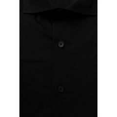 Black Cotton Men's Slim Shirt