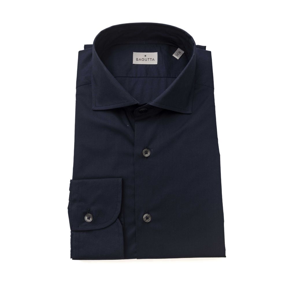 Blue Cotton Men Slim Shirt