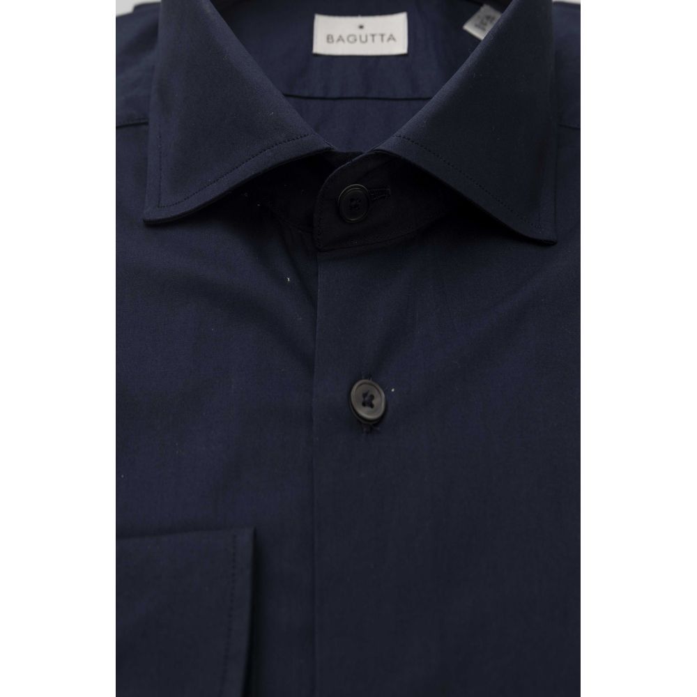 Blue Cotton Men Slim Shirt
