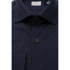 Blue Cotton Men Slim Shirt