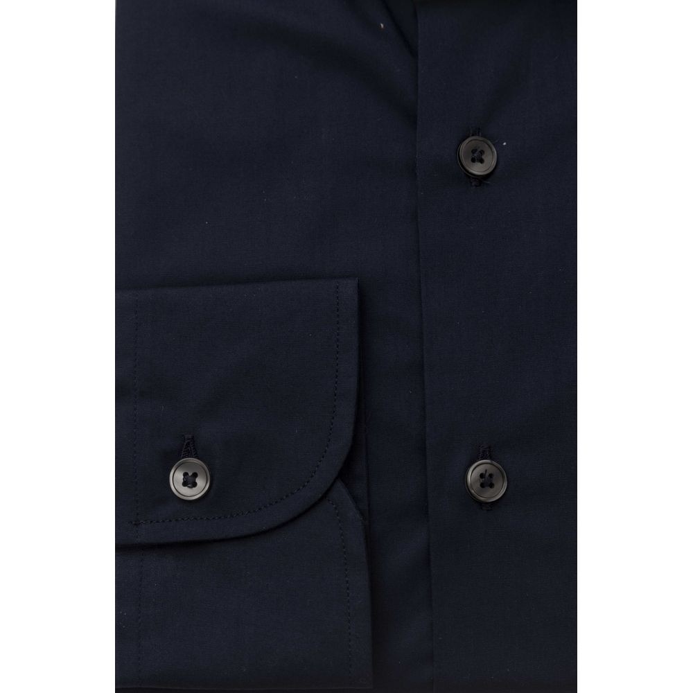 Blue Cotton Men Slim Shirt