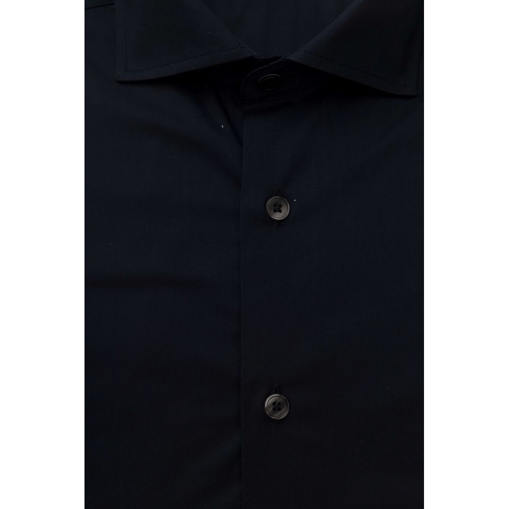 Blue Cotton Men Slim Shirt