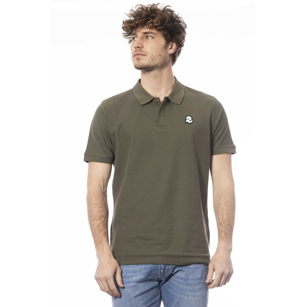 Green Cotton Men Polo Shirt