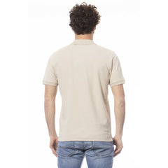 Beige Cotton Men Polo Shirt