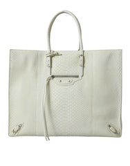 White Yellow Exotic Skin Leather Shopping Tote PAPIER Bag