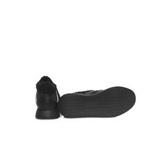 Black Cowhide Women Platform Sneaker