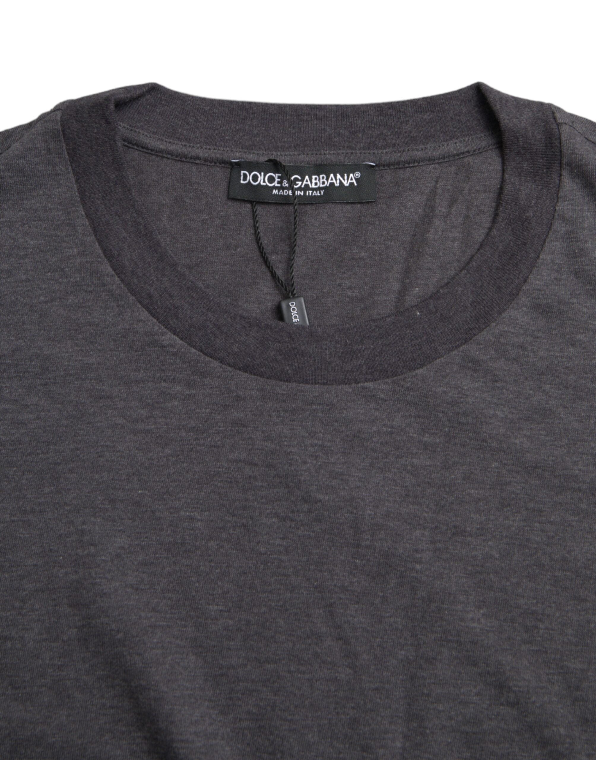 Gray Cotton Round Neck Short Sleeve T-shirt