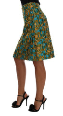 Multicolor Jacquard Straight Pencil Skirt