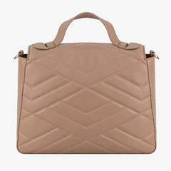 Beige Artificial Leather Women Crossbody Bag