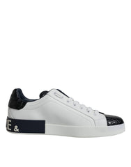 White Leather Logo Portofino Sneaker Shoes